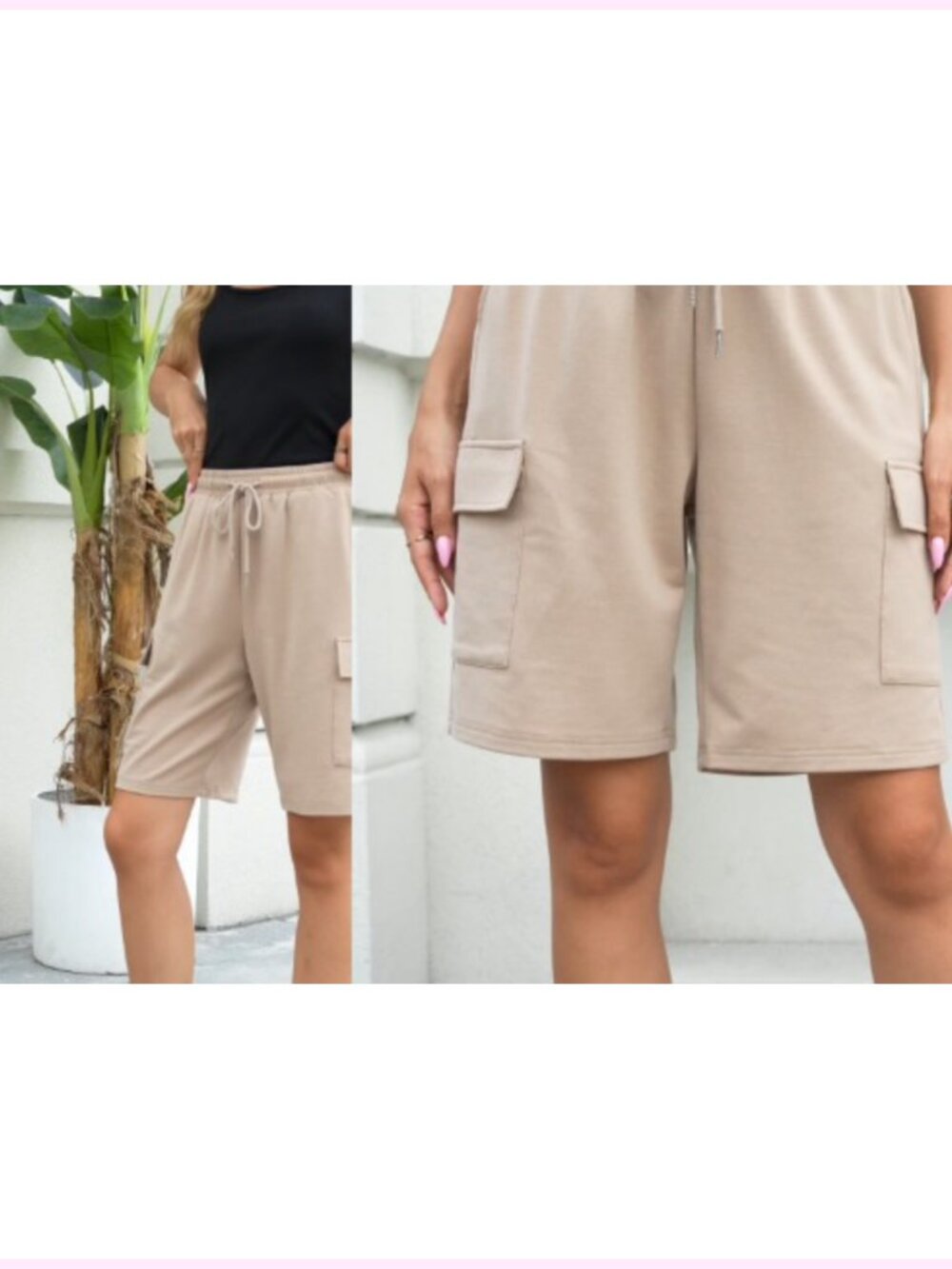 4 Pack Women's Bermuda Shorts Drawstring Knee Length Cargo Shorts Loose Casual - Picture 5 of 6